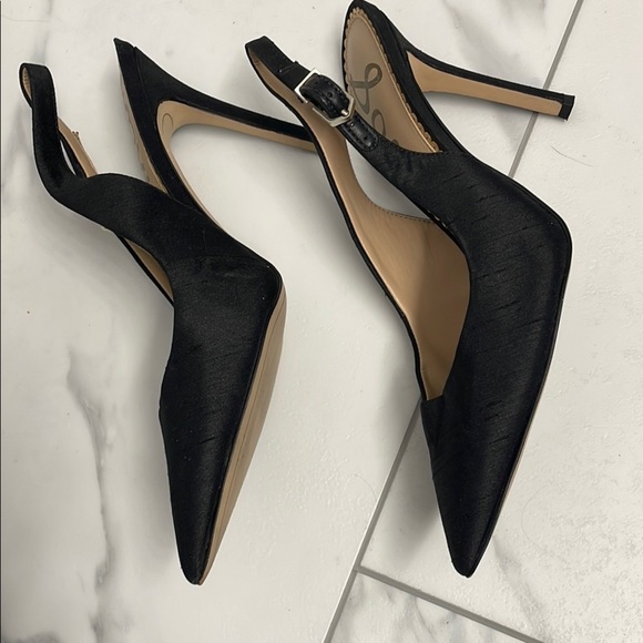 Sam Edelman Black satin fabric Heels Elegant Slingback - Picture 6 of 7